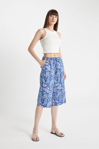 Patterned High Waist Viscose Capri