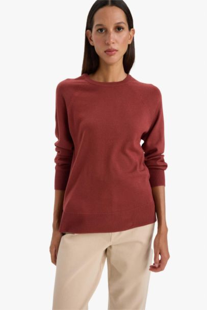 Relax Fit Crew Neck Basic Knit Pullover