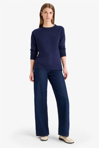 Pull en maille basique à col rond Coupe décontractée