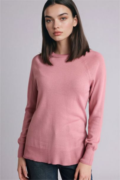 Pull en maille basique à col rond Coupe décontractée