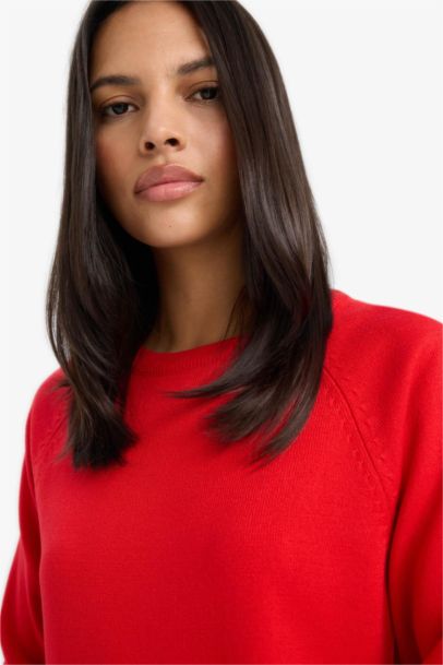 بلوفر تريكو سامبل قصة مريحة برقبة مستديرة