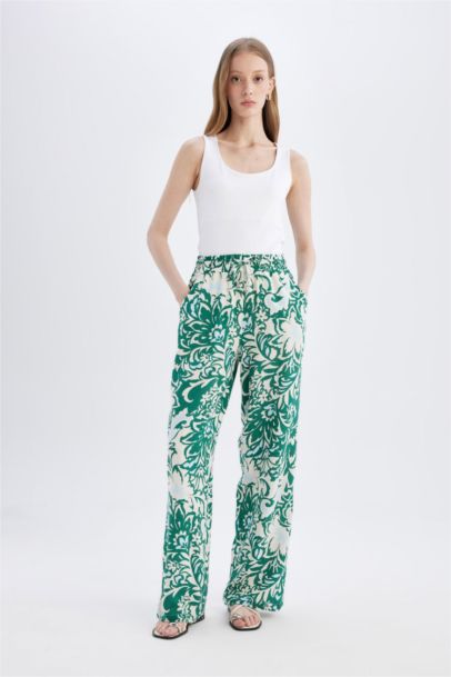 Florida High Waist Wide Leg Viscose Fabric Trousers