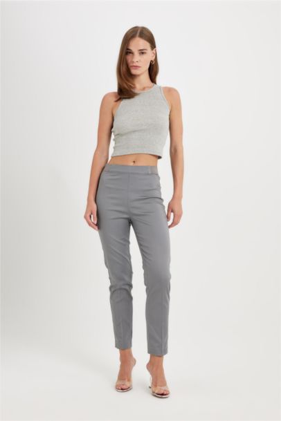 Cigarette Fit Regular Hem Satin Trousers