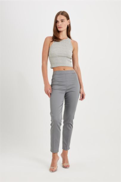 Cigarette Fit Regular Hem Satin Trousers