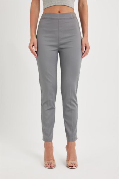 Cigarette Fit Regular Hem Satin Trousers