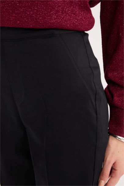 Sigaret Saten Kumaş Pantolon Normal Bel Basic Düz Beli Lastikli Düz Paça