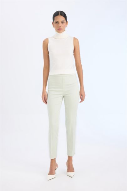 Sigaret Saten Kumaş Pantolon Normal Bel Düz Paça