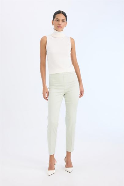 Sigaret Saten Kumaş Pantolon Normal Bel Düz Paça