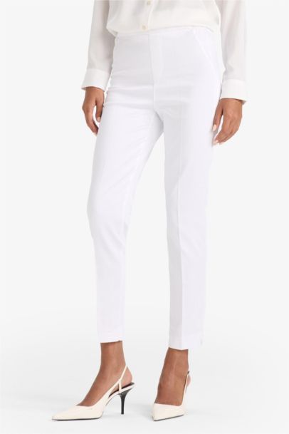 Pantalon cigarette avec taille élastique et jambes droites