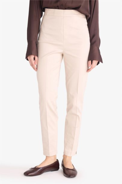 Cigarette Fit Regular Hem Satin Trousers