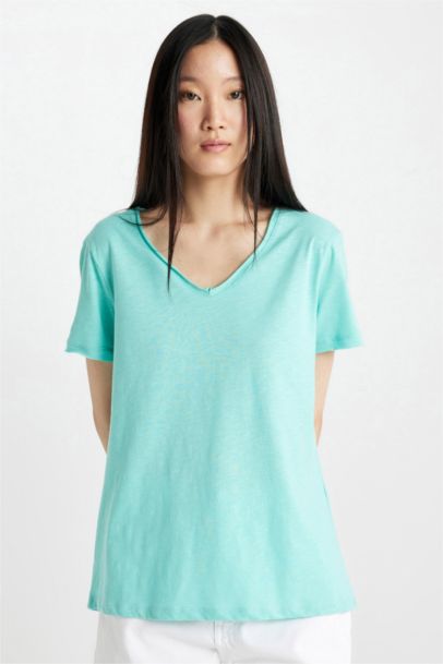 Regular Fit V-neck Short Sleeve T-Shirt