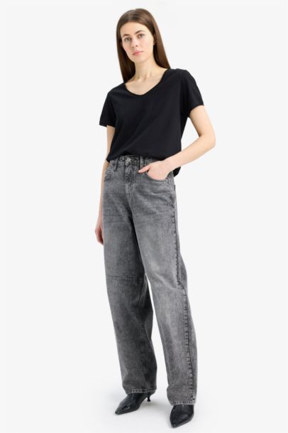 Regular Fit V Neck Basic Short Sleeve T-Shirt