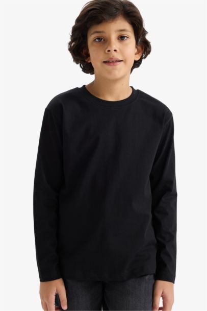 Regular Fıt Bisiklet Yaka Uzun Kollu Tişört Erkek Çocuk