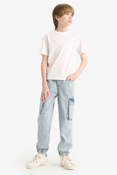 تيشيرت اولادي نص كم قصة عادية برقبة مستديرة