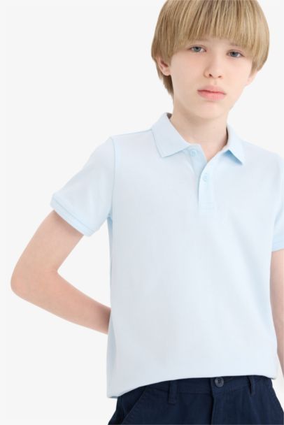 Polo Yaka Basic Düz Pike Okul Tişörtü Erkek Çocuk
