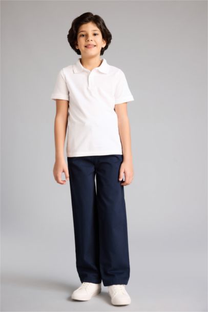 Regular Fıt Polo Yaka Basıc Düz Pike Kısa Kollu Polo Tişört Erkek Çocuk
