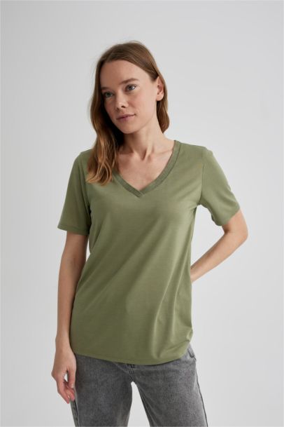 Regular Fit V Neck Short Sleeve T-Shirt