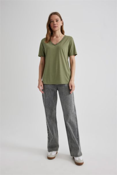 Regular Fit V Neck Short Sleeve T-Shirt