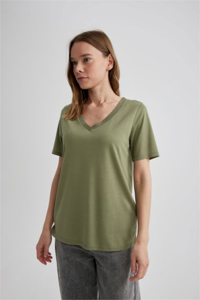 Regular Fit V Neck Short Sleeve T-Shirt