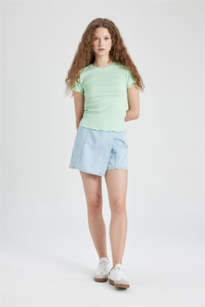 تيشيرت نص كم سليم فيت برقبة مستديرة