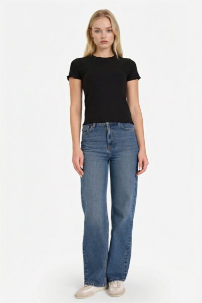 تيشيرت نص كم سليم عادي برقبة مستديرة