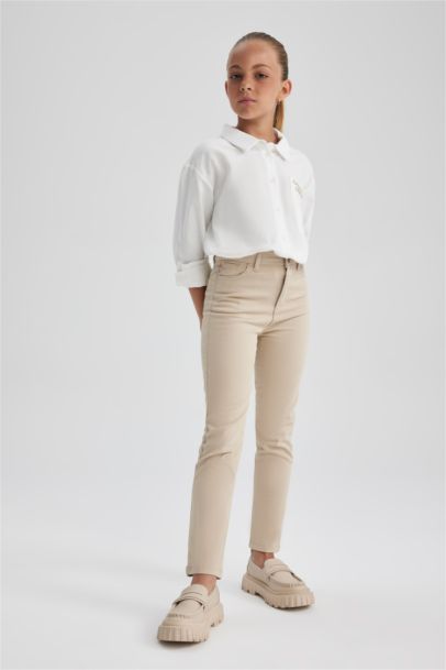 Pantalon Beige Slim pour Fille