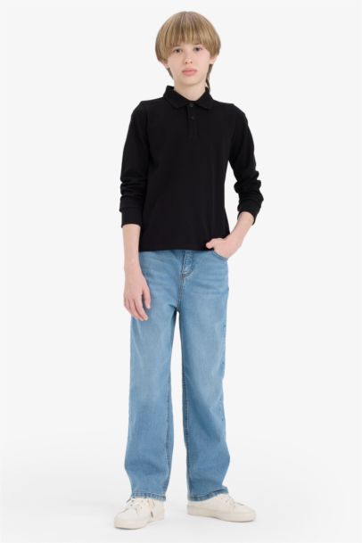 Polo Yaka Pike Uzun Kollu Okul Tişörtü Erkek Çocuk