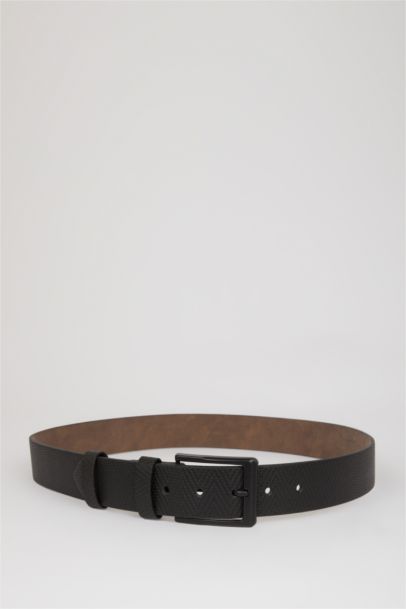 Erkek Dikdörtgen Toka Suni Deri Jean Kemeri