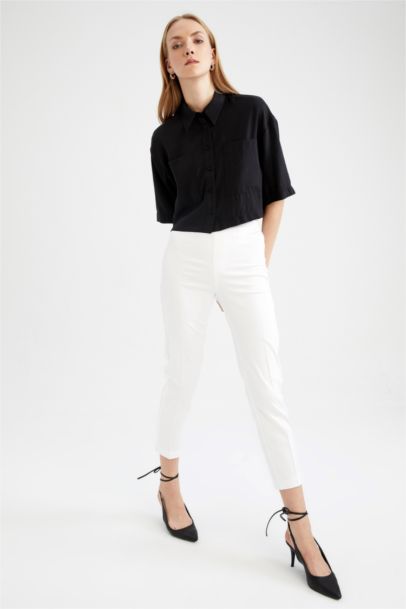 Valentina Sigaret Stretchy Waisted Narrow Leg Satin Trousers