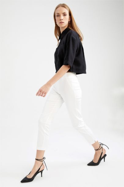 Valentina Sigaret Stretchy Waisted Narrow Leg Satin Trousers