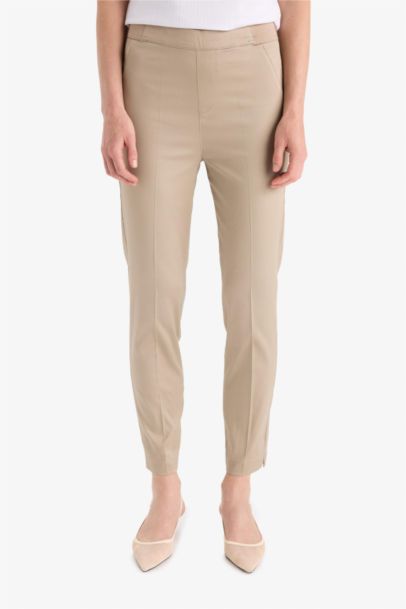 بنطلون ستان سيجاريت برجل ضيقة وخصر مطاطي