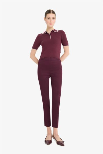 Cigarette Fit Super Skinny Hem Satin Trousers