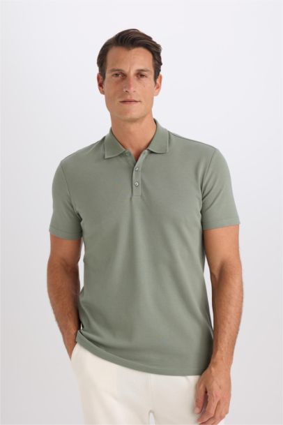 Slim Fit Short Sleeve Cotton Basic Polo Shirt