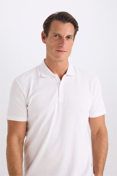 Slim Fit Short Sleeve Cotton Basic Polo Shirt