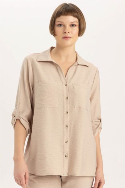 قميص ردن طويل قصة عادية