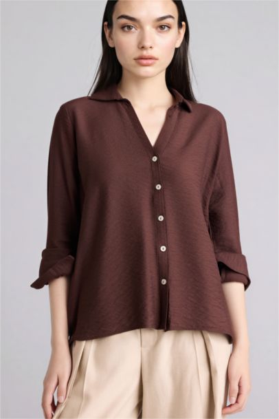 Regular Fit Shirt Collar Long Sleeve Shirt
