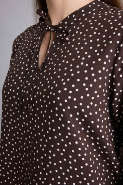 Regular Fit Crew Neck Printed Long Sleeve Blouse