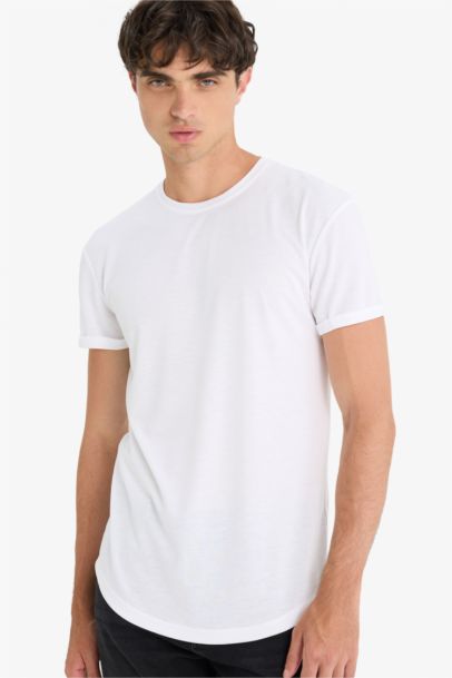 Long Muscle Fit Crew Neck Basic T-Shirt