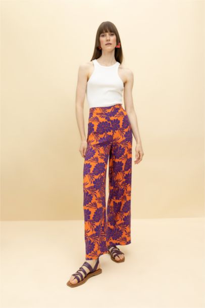Palazzo Wide Leg Viscose Trousers