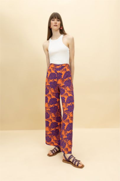 Palazzo Wide Leg Viscose Trousers