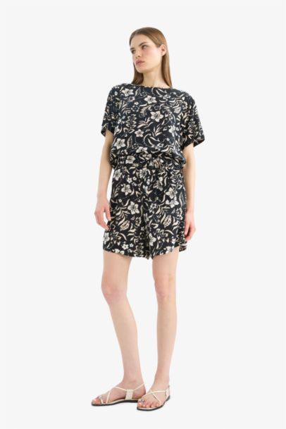 Blouse imprimé à col rond et manches courtes