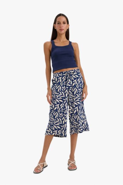 Viscose High Waist Crop Fit Capri