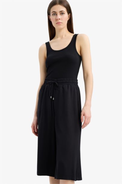 Pantacourt crop fit taille haute en viscose