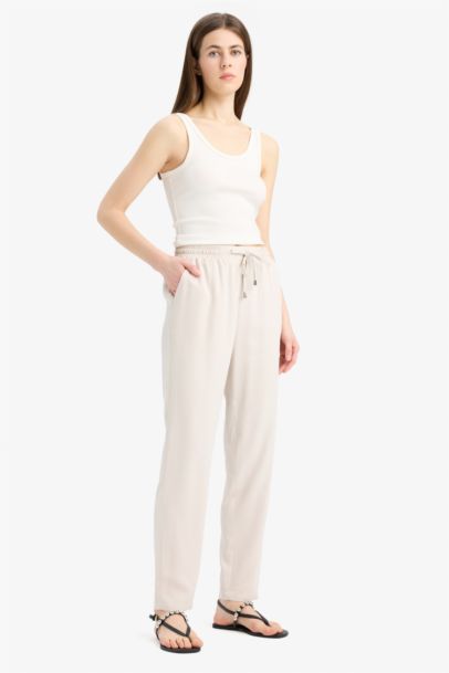 Pantalon droit taille haute avec poches en tissu Belmando