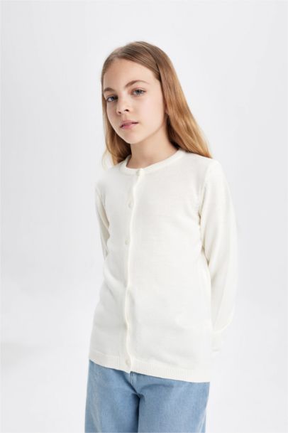 Girl Bike Neck Buttoned School Cardigan