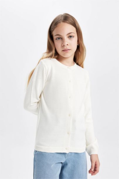 Girl Bike Neck Buttoned School Cardigan