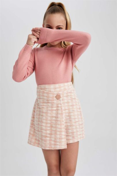 Pull coupe régulière à Col Rond pour Fille