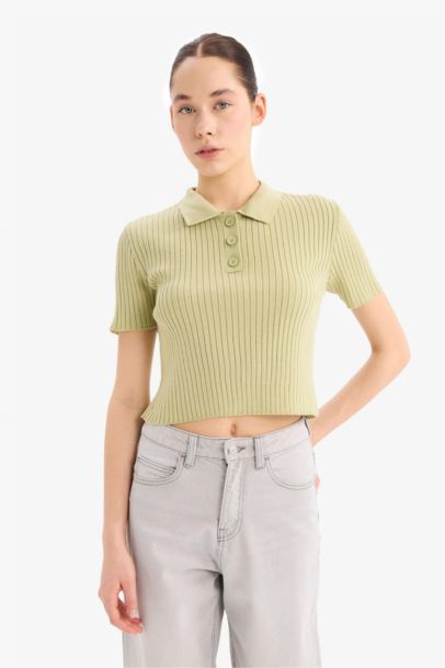 T-shirt Polo en tricot à Coupe slim et manches courtes