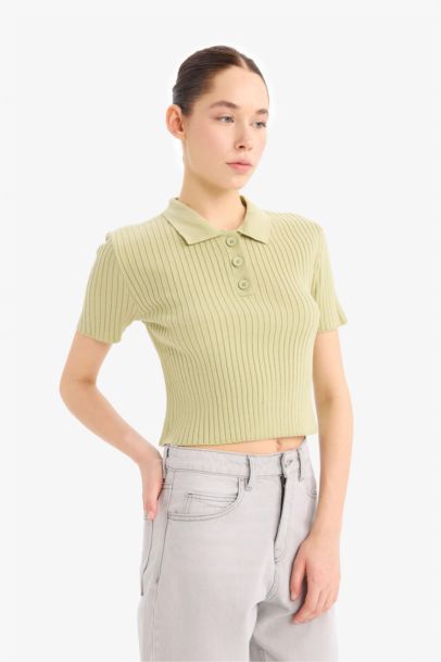 T-shirt Polo en tricot à Coupe slim et manches courtes