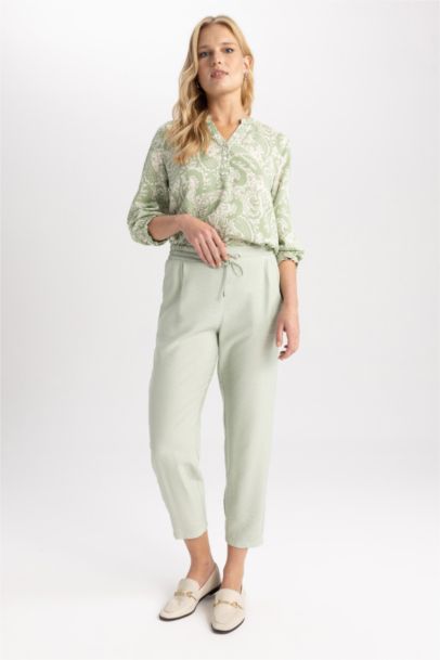 Pantalon De Jogging En Lin Taille Haute